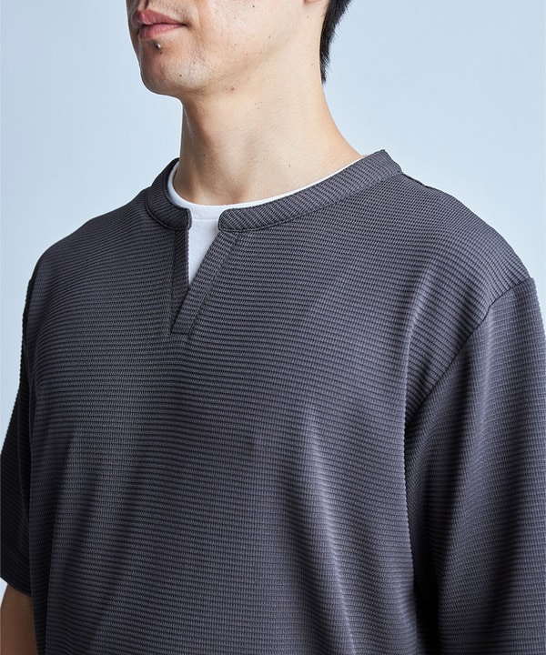 ミニワッフルキーネックレイヤードTシャツ 詳細画像 17