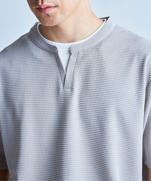 ミニワッフルキーネックレイヤードTシャツ 詳細画像 2