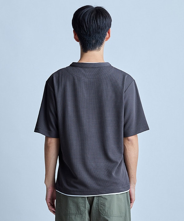 ミニワッフルキーネックレイヤードTシャツ 詳細画像 20