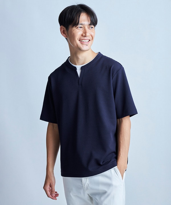 ミニワッフルキーネックレイヤードTシャツ 詳細画像 21