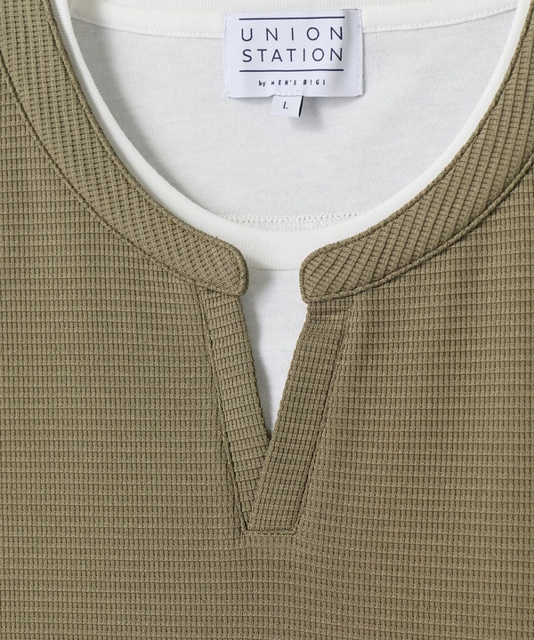 ミニワッフルキーネックレイヤードTシャツ 詳細画像 27