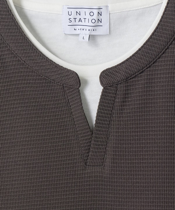 ミニワッフルキーネックレイヤードTシャツ 詳細画像 29