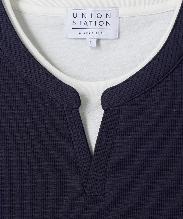 ミニワッフルキーネックレイヤードTシャツ 詳細画像 30