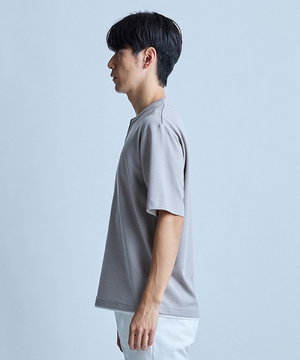 ミニワッフルキーネックレイヤードTシャツ 詳細画像 4