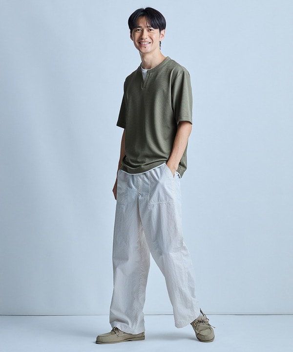 ミニワッフルキーネックレイヤードTシャツ 詳細画像 8