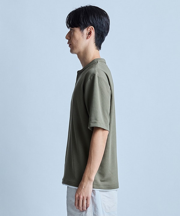 ミニワッフルキーネックレイヤードTシャツ 詳細画像 9