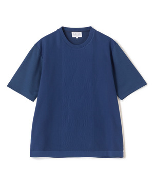 ニット×ポンチコンビハーフスリーブTシャツ＜ストレッチ・マシンウォッシャブル＞