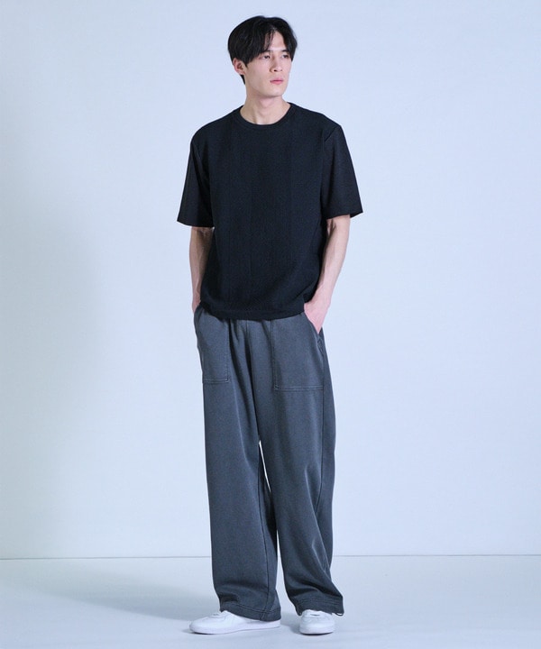 ニット&times;ポンチコンビハーフスリーブTシャツ＜ストレッチ・マシンウォッシャブル＞ 詳細画像 10