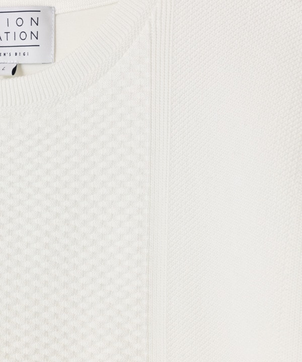 ニット&times;ポンチコンビハーフスリーブTシャツ＜ストレッチ・マシンウォッシャブル＞ 詳細画像 11