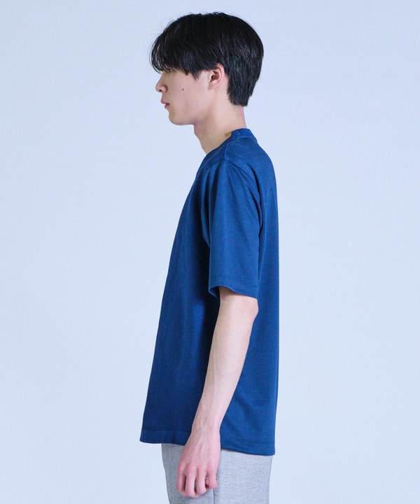 ニット&times;ポンチコンビハーフスリーブTシャツ＜ストレッチ・マシンウォッシャブル＞ 詳細画像 7