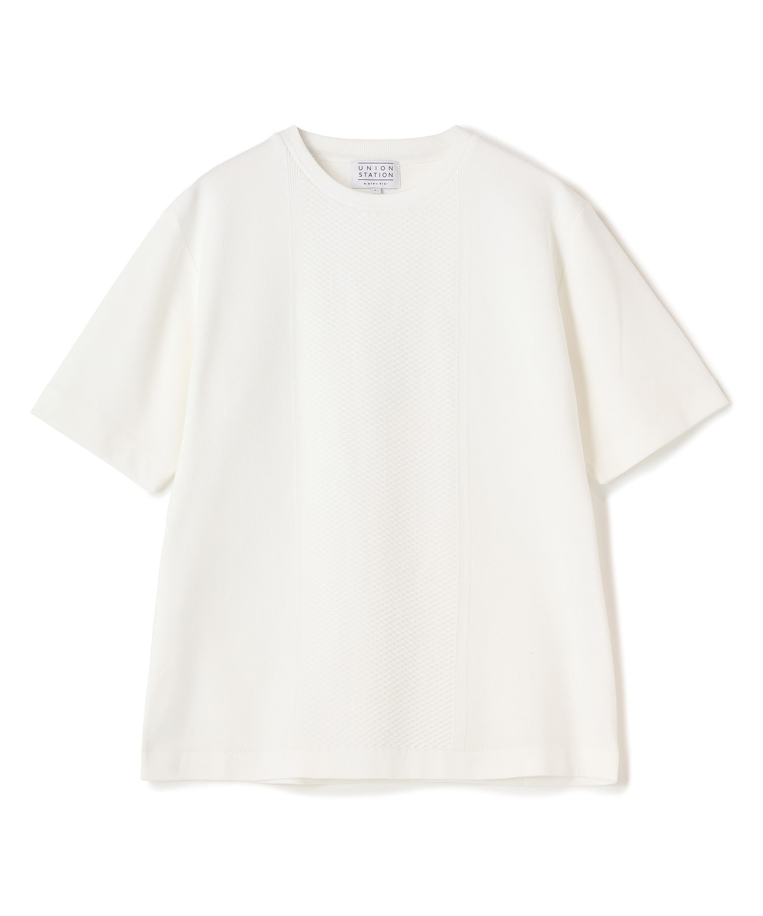 ニット×ポンチコンビハーフスリーブTシャツ＜ストレッチ・マシン