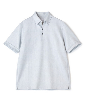 ポンチツイル調プリントポロシャツ
