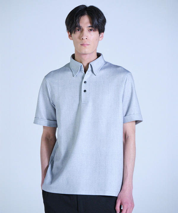 ポンチツイル調プリントポロシャツ 詳細画像 1