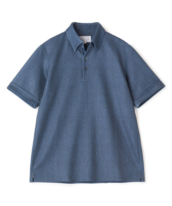 ポンチツイル調プリントポロシャツ 詳細画像 ネイビー 1