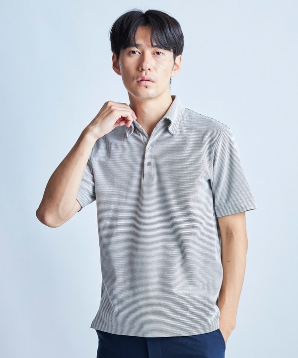 ハニカムボーダーポロシャツ＜ストレッチ・ハンドウォッシャブル＞ 詳細画像 11