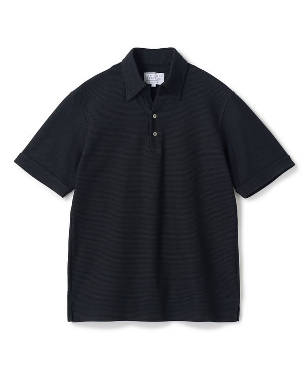 ハニカムボーダーポロシャツ＜ストレッチ・ハンドウォッシャブル＞ 詳細画像 ブラック&times;ブラック 1