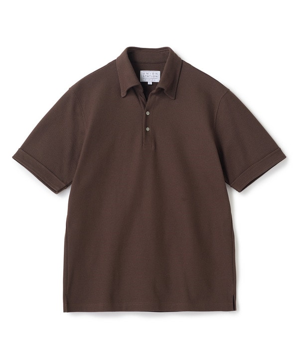 ハニカムボーダーポロシャツ＜ストレッチ・ハンドウォッシャブル＞ 詳細画像 ブラウン系 1