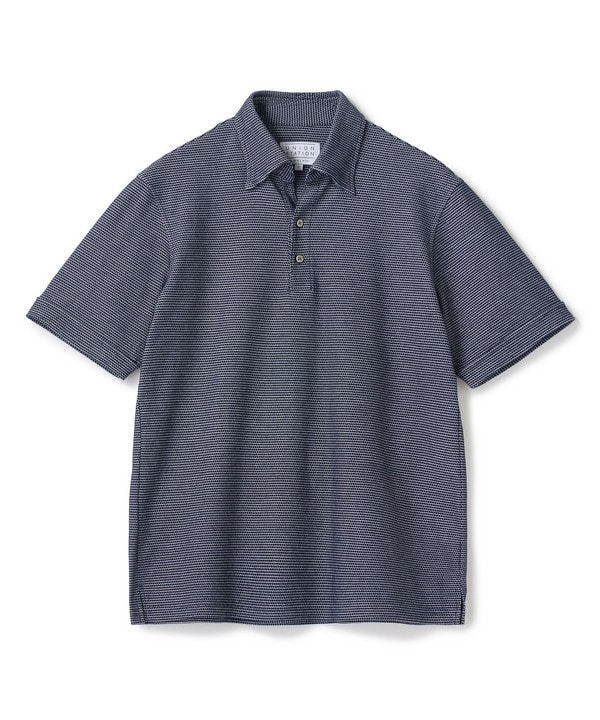 ハニカムボーダーポロシャツ＜ストレッチ・ハンドウォッシャブル＞ 詳細画像 ホワイト&times;ネイビー 1