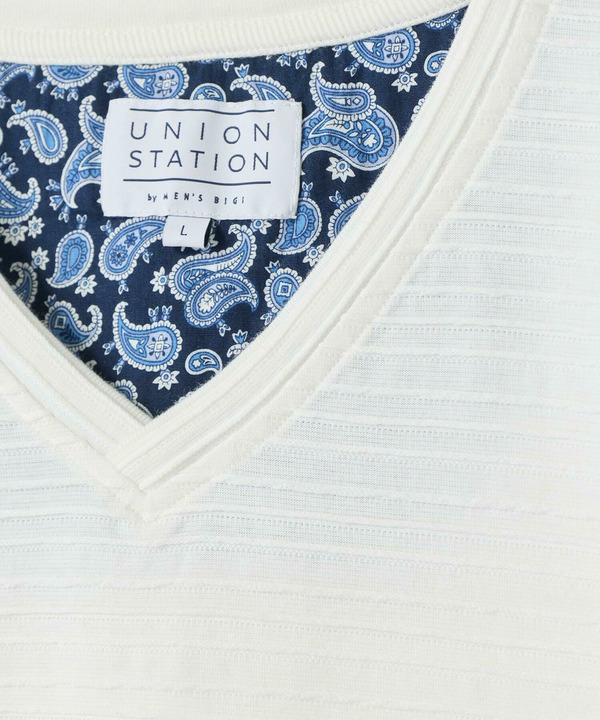 タックジャガードVネックTシャツ 詳細画像 11