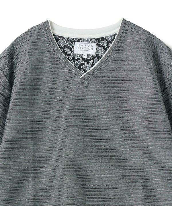タックジャガードVネックTシャツ 詳細画像 14