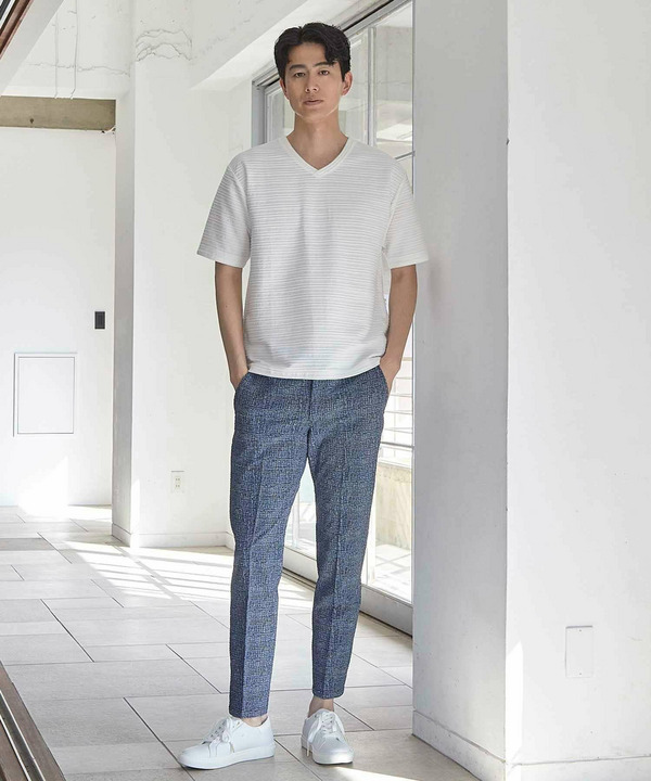 タックジャガードVネックTシャツ 詳細画像 2