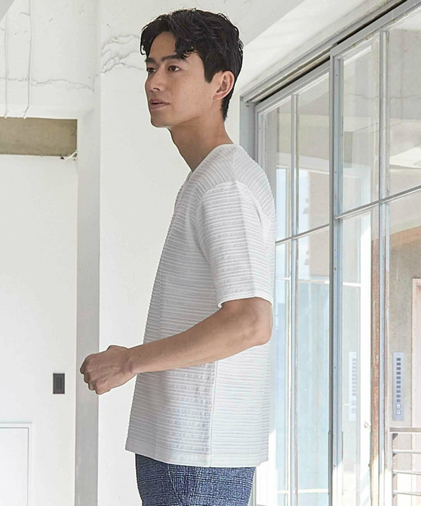 タックジャガードVネックTシャツ 詳細画像 9