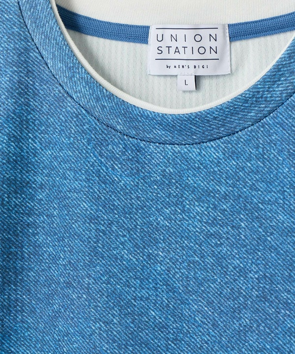 フェイクレイヤードデニム調プリントT＜ストレッチ・速乾・ハンドウォッシャブル・接触冷感＞ 詳細画像 13