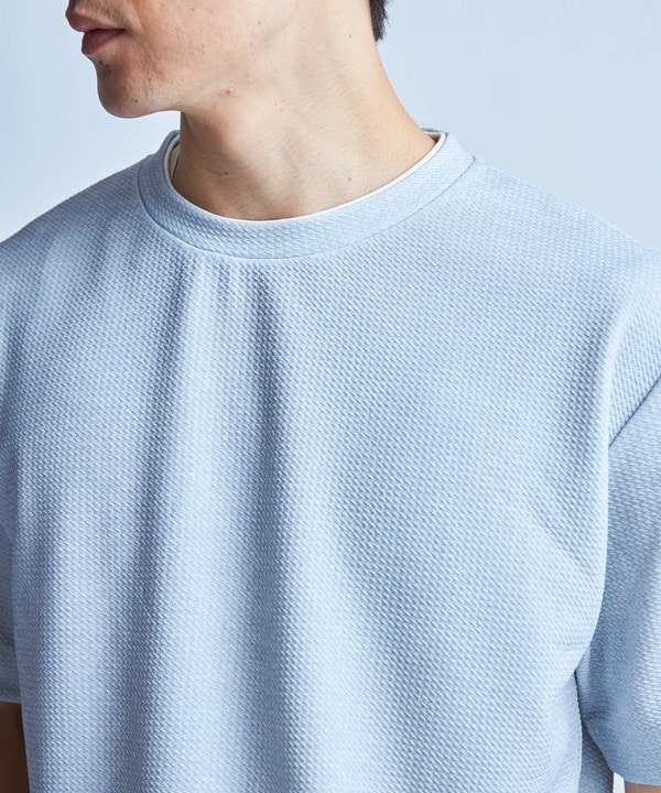 フェイクレイヤードデニム調プリントT＜ストレッチ・速乾・ハンドウォッシャブル・接触冷感＞ 詳細画像 2