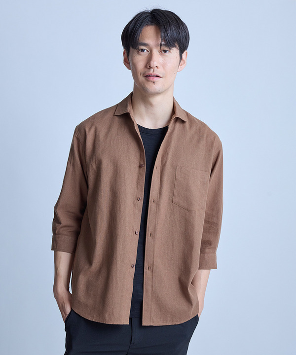 【COOLMAX】フレンチリネンクロップドスリーブシャツ＜マシンウォッシャブル・通気性＞ 詳細画像 19