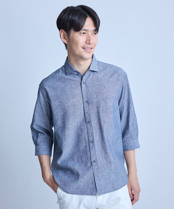 【COOLMAX】フレンチリネンクロップドスリーブシャツ＜マシンウォッシャブル・通気性＞ 詳細画像 24