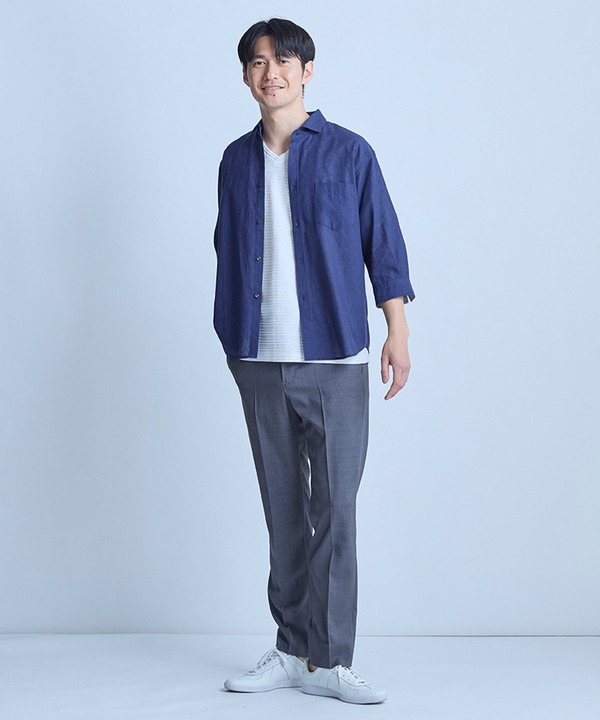 【COOLMAX】フレンチリネンクロップドスリーブシャツ＜マシンウォッシャブル・通気性＞ 詳細画像 29