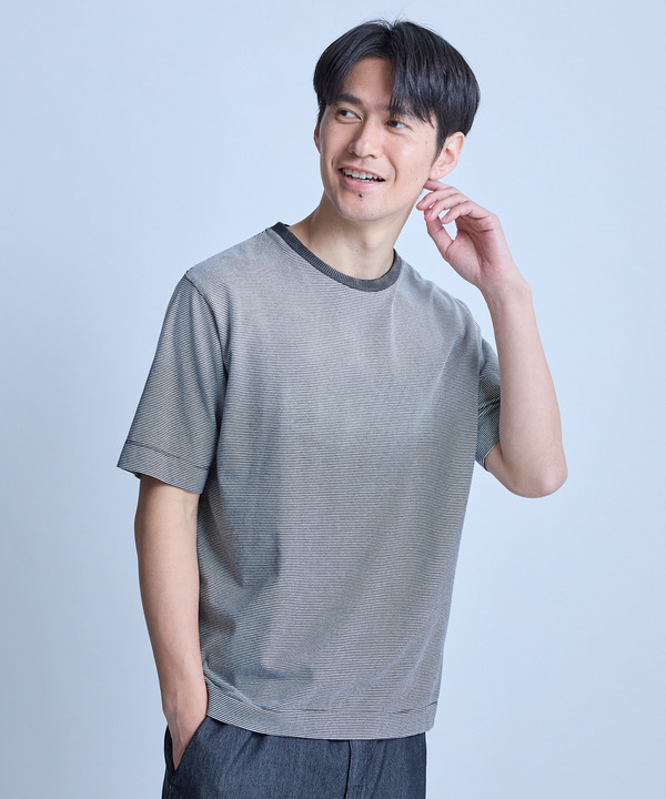 ヴィンテージライクミジンボーダーTシャツ＜ストレッチ・マシンウォッシャブル＞ 詳細画像 1