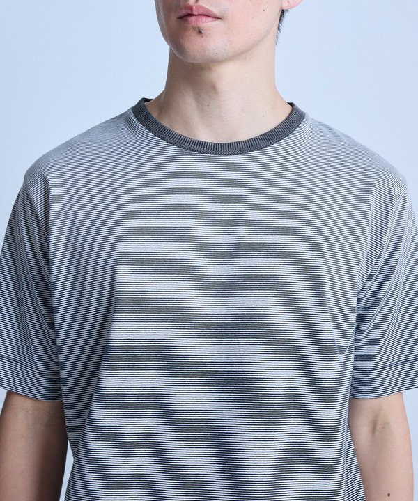 ヴィンテージライクミジンボーダーTシャツ＜ストレッチ・マシンウォッシャブル＞ 詳細画像 2