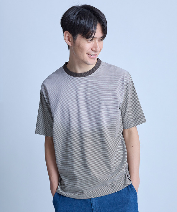 ヴィンテージライクミジンボーダーTシャツ＜ストレッチ・マシンウォッシャブル＞ 詳細画像 4