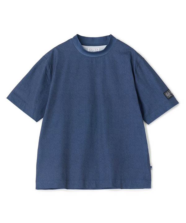 ドットメッシュプリントモックネックTシャツ＜ストレッチ・軽量・ハンドウォッシャブル・通気性＞ 詳細画像 ネイビー 1
