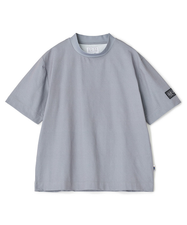 ドットメッシュプリントモックネックTシャツ＜ストレッチ・軽量・ハンドウォッシャブル・通気性＞ 詳細画像 ライトグレー 1