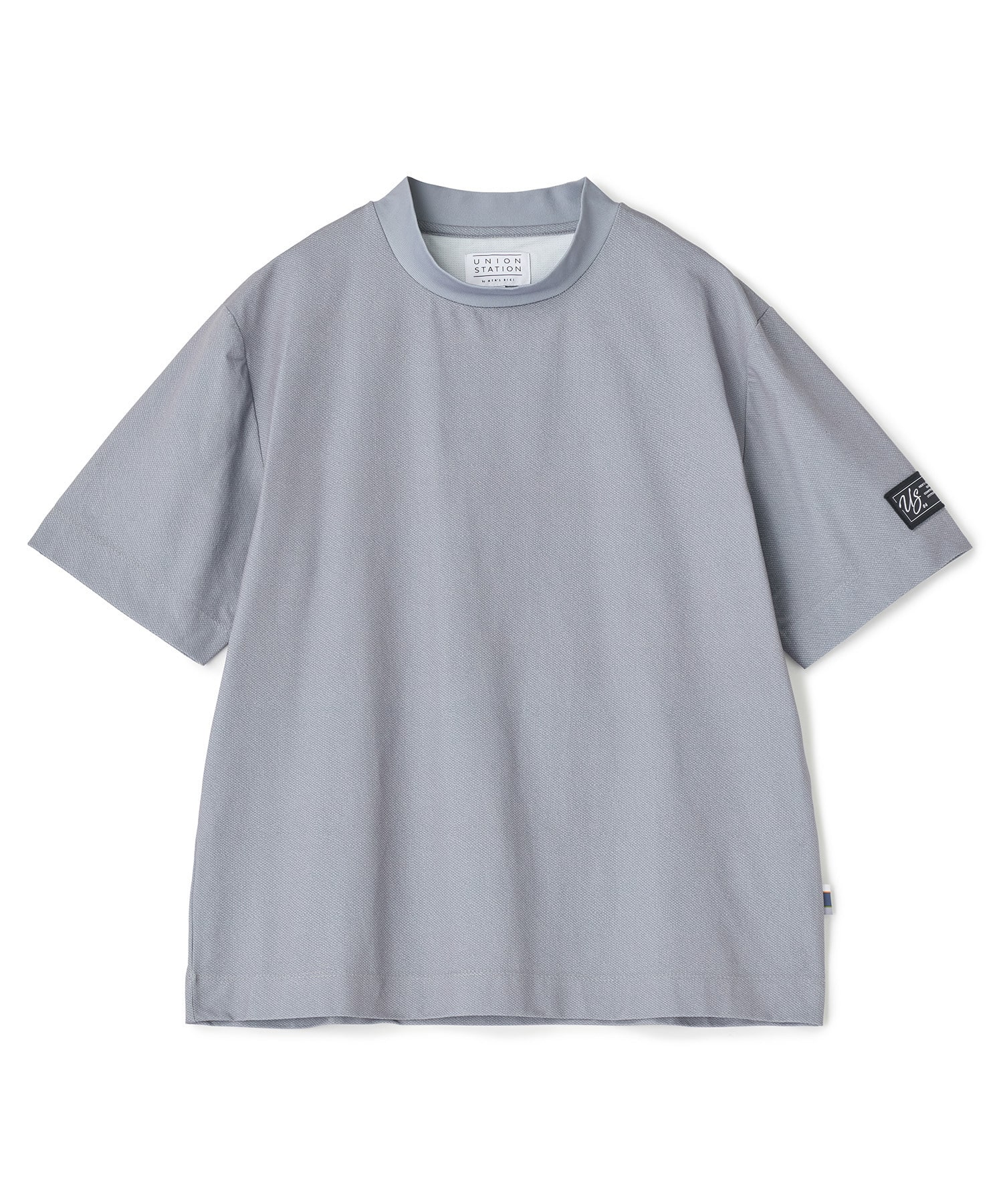 ドットメッシュプリントモックネックTシャツ＜ストレッチ・軽量