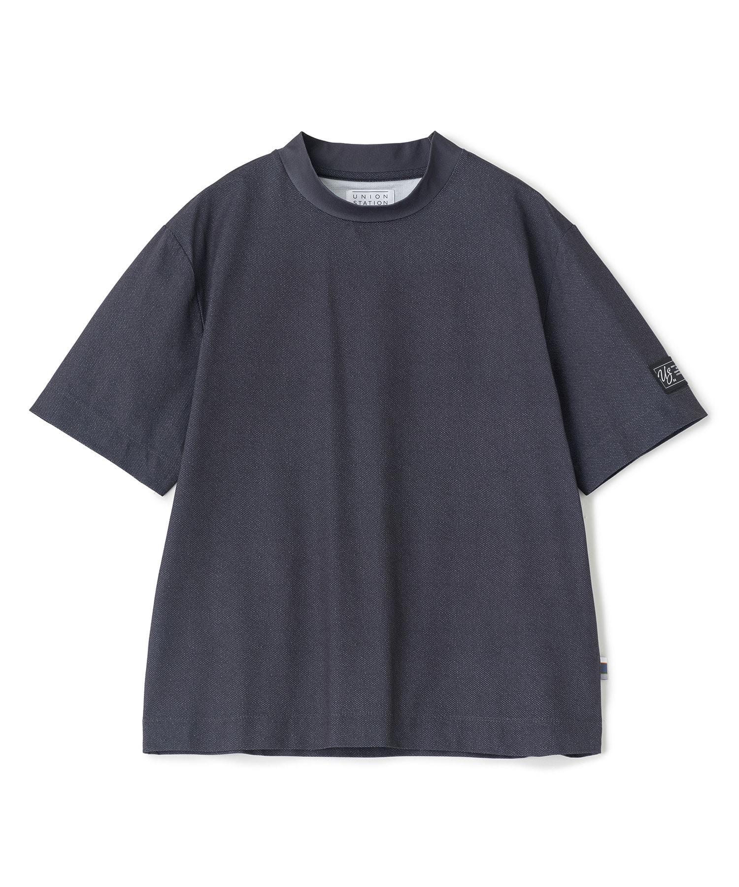 ドットメッシュプリントモックネックTシャツ＜ストレッチ・軽量