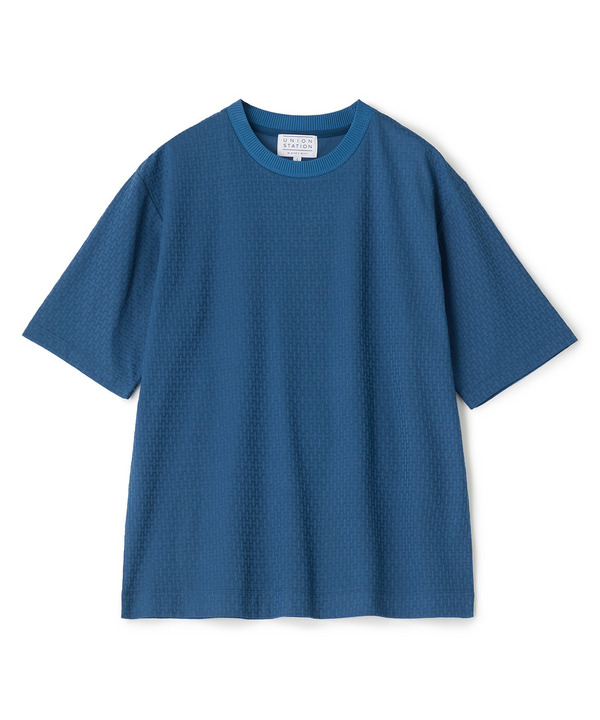 マルチファンクションジャガードTシャツ＜ストレッチ・速乾・イージーケア・ハンドウォッシャブル・UVカット・抗菌・防臭＞ 詳細画像 ネイビー 1