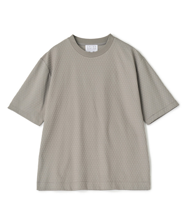 マルチファンクションジャガードTシャツ＜ストレッチ・速乾・イージーケア・ハンドウォッシャブル・UVカット・抗菌・防臭＞ 詳細画像 グレイッシュベージュ 1