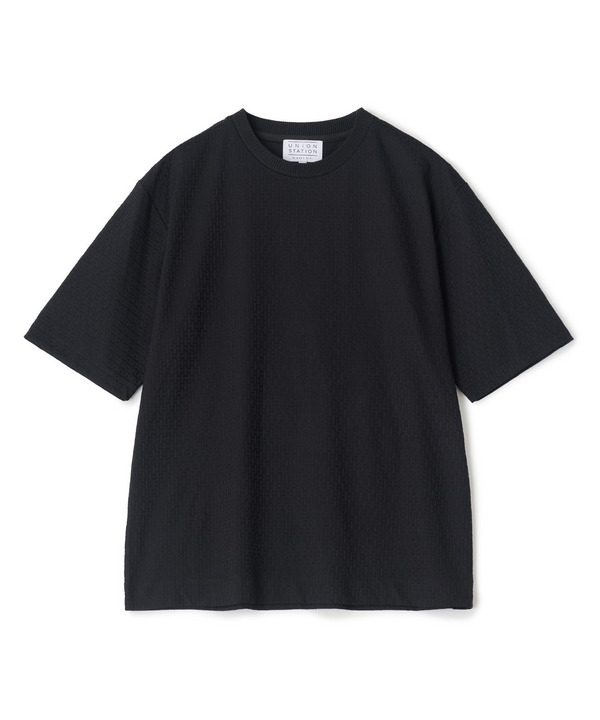 マルチファンクションジャガードTシャツ＜ストレッチ・速乾・イージーケア・ハンドウォッシャブル・UVカット・抗菌・防臭＞ 詳細画像 ブラック 1
