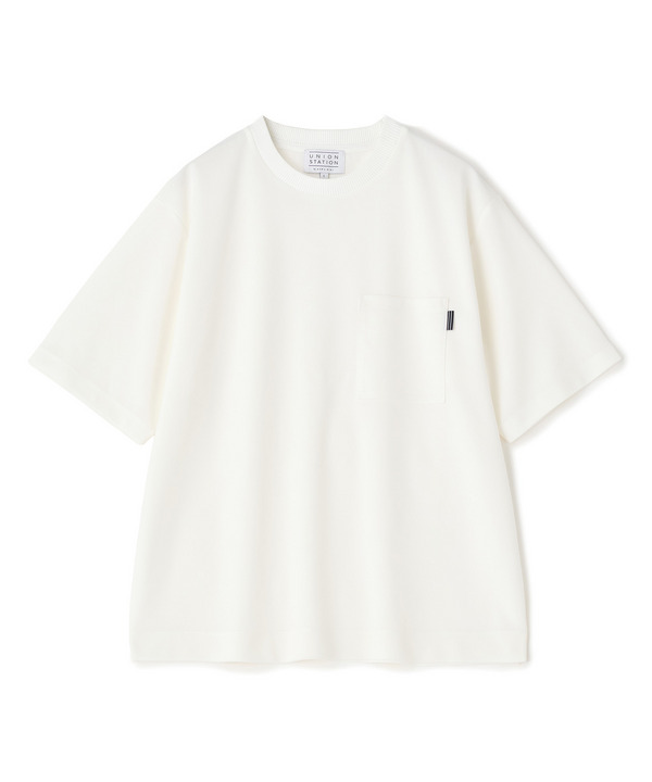 梨地ポンチポケットTシャツ＜ストレッチ・マシンウォッシャブル＞ 詳細画像 ホワイト 1