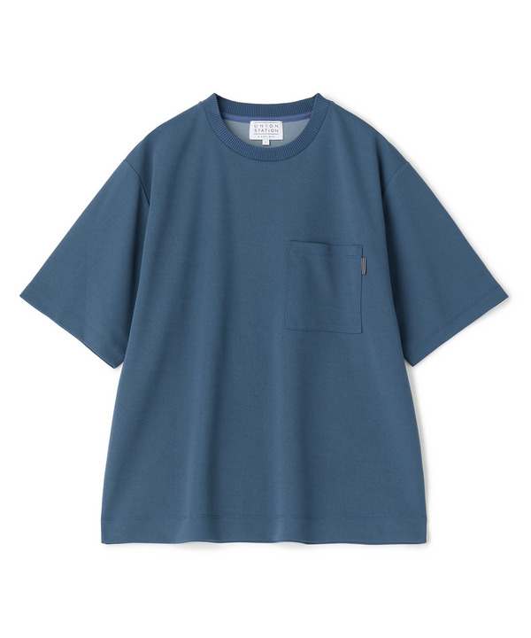 梨地ポンチポケットTシャツ＜ストレッチ・マシンウォッシャブル＞ 詳細画像 ブルー 1