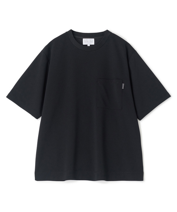 梨地ポンチポケットTシャツ＜ストレッチ・マシンウォッシャブル＞ 詳細画像 ブラック 1