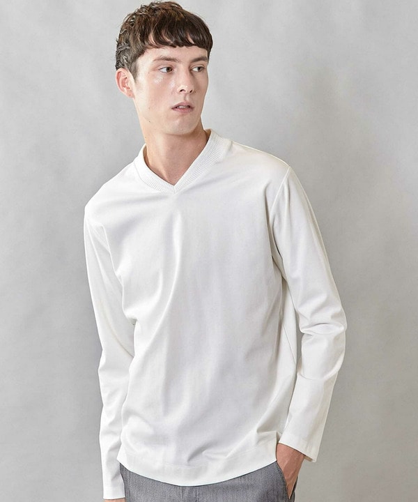 【デオトラント素材】シルケットライクポンチ VネックジャケT