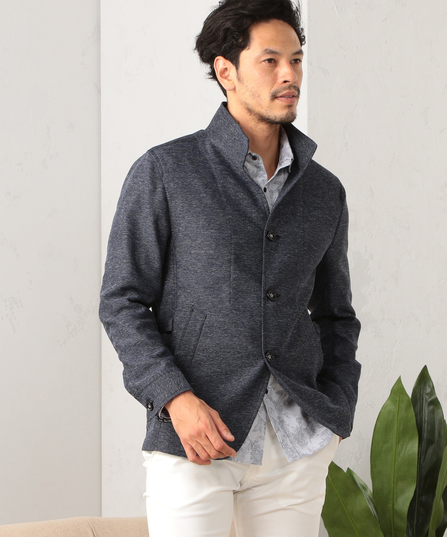 ウォッシャブル カラミ織りスタンドカラージャケット メンズファッション通販 Men S Bigi Online Store メンズビギ オンラインストア