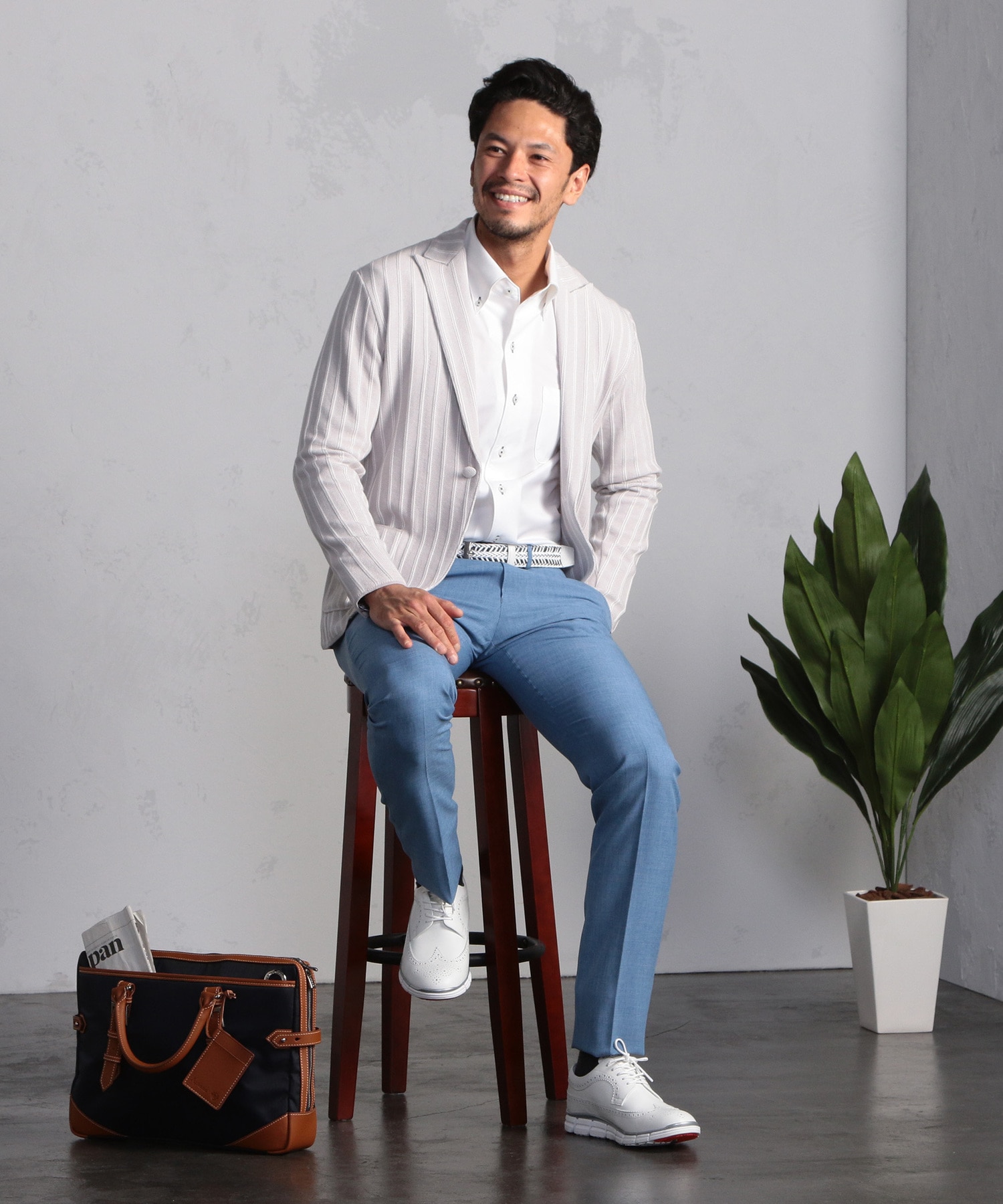 ストライプ ハイゲージニット リラックスジャケット メンズファッション通販 Men S Bigi Online Store メンズビギ オンラインストア