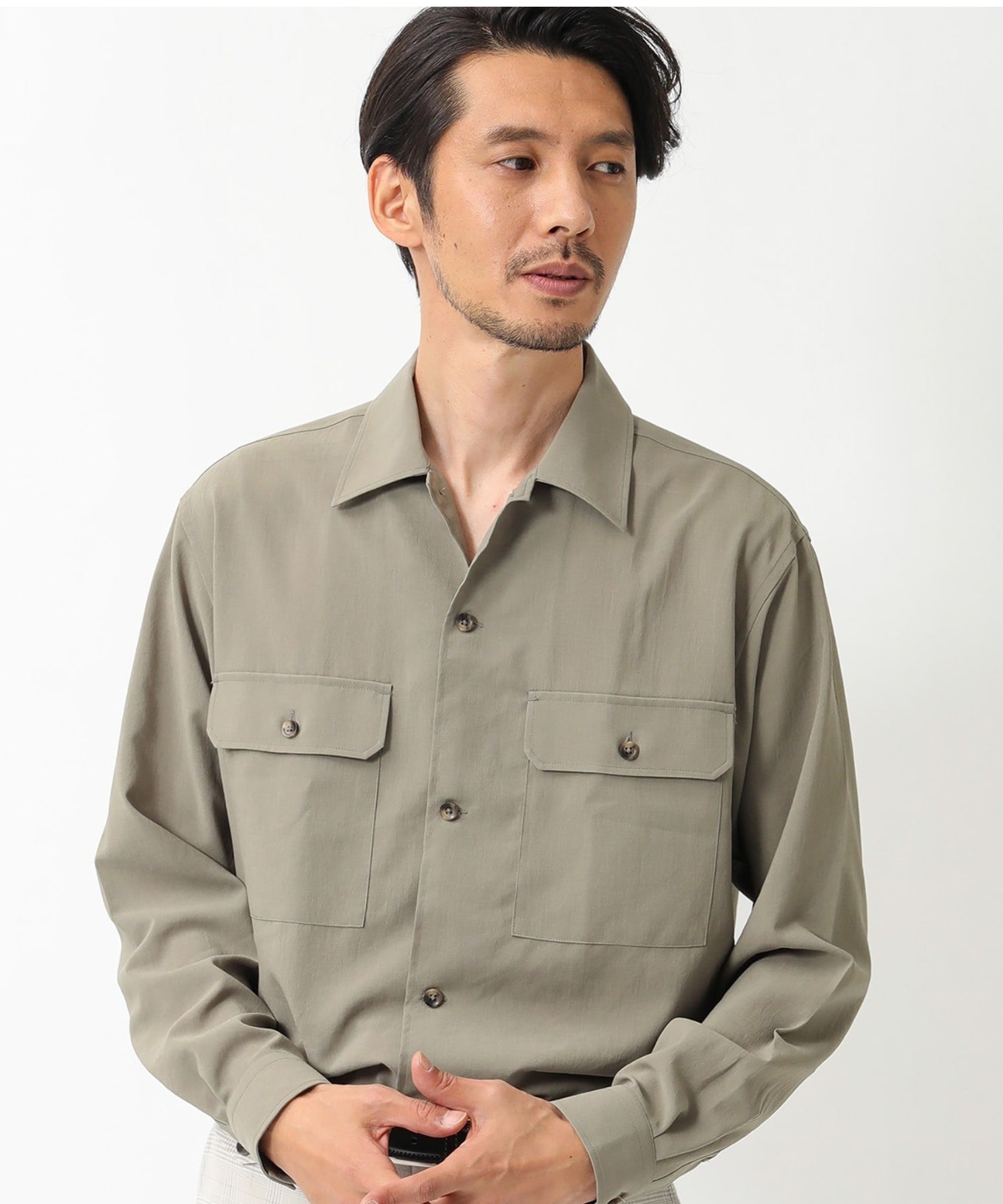 Breeze Cool ブリーズクール オープンカラー麻調サファリシャツ メンズファッション通販 Men S Bigi Online Store メンズビギ オンラインストア