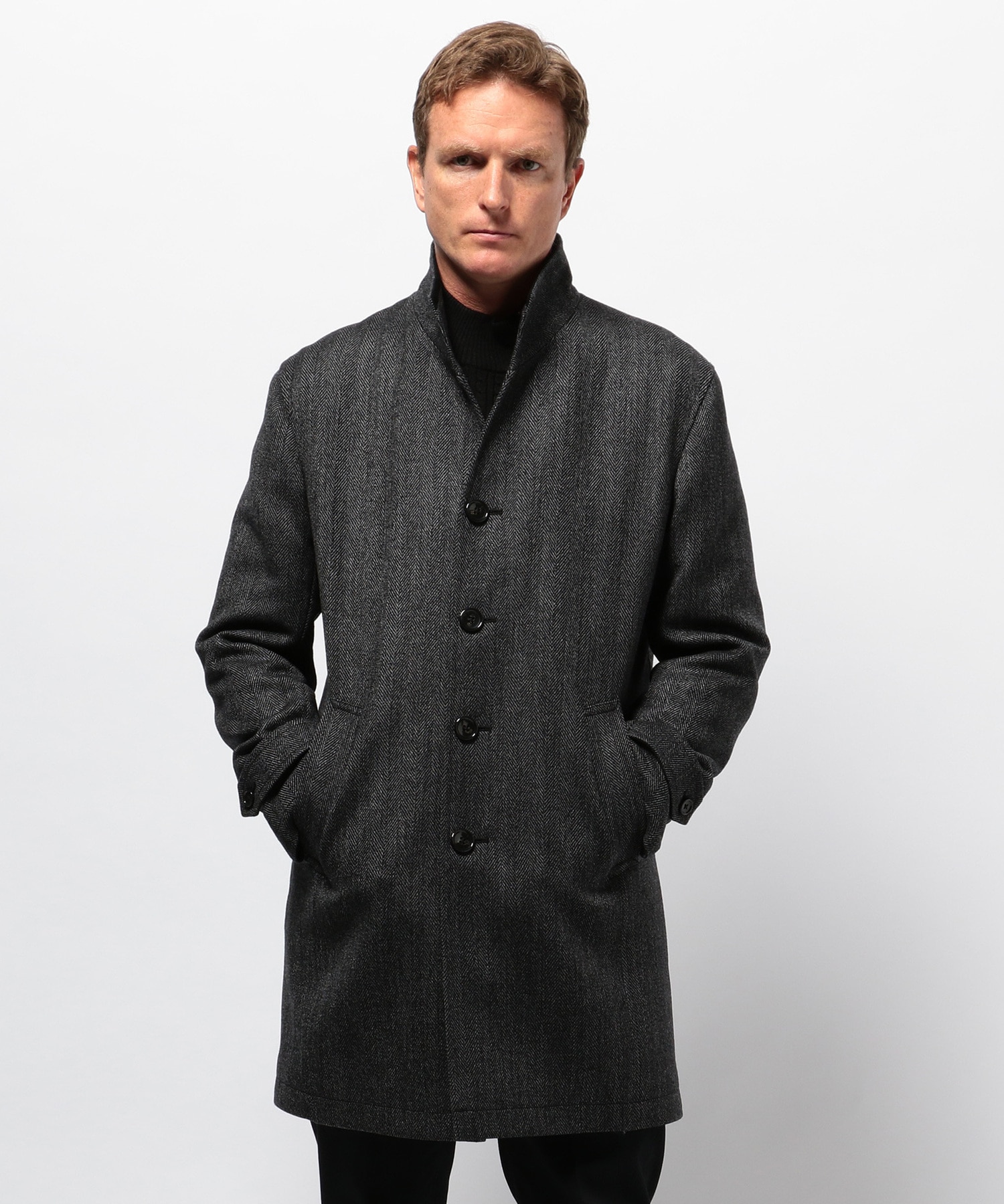 ヘリンボーン柄メルトンスタンドカラーコート メンズファッション通販 Men S Bigi Online Store メンズビギ オンラインストア