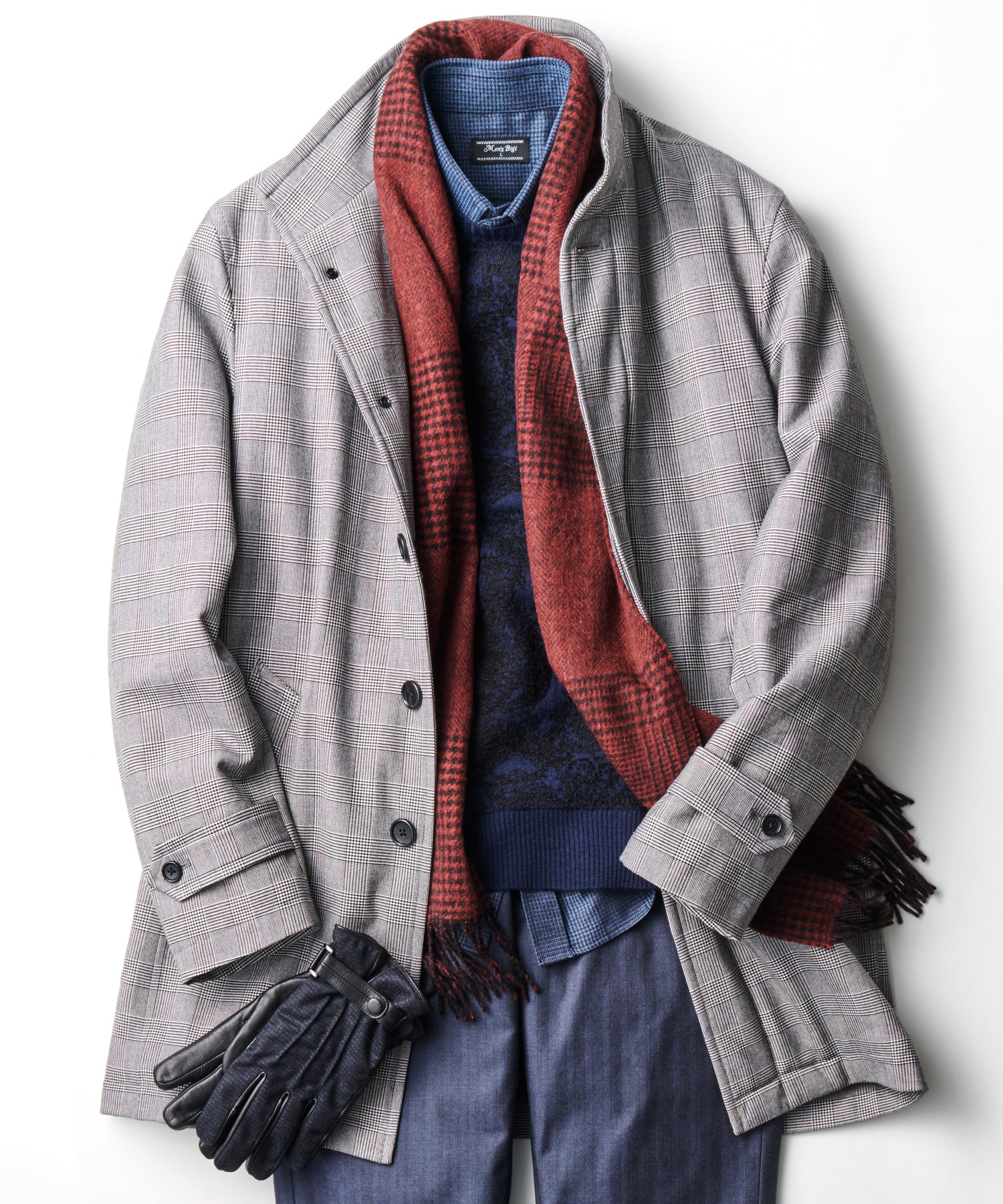 週刊文春11月22日号 高橋克典さん着用 グレンチェック柄ツイルコート 中綿ダウン Thin Down メンズファッション通販 Men S Bigi Online Store メンズビギ オンラインストア
